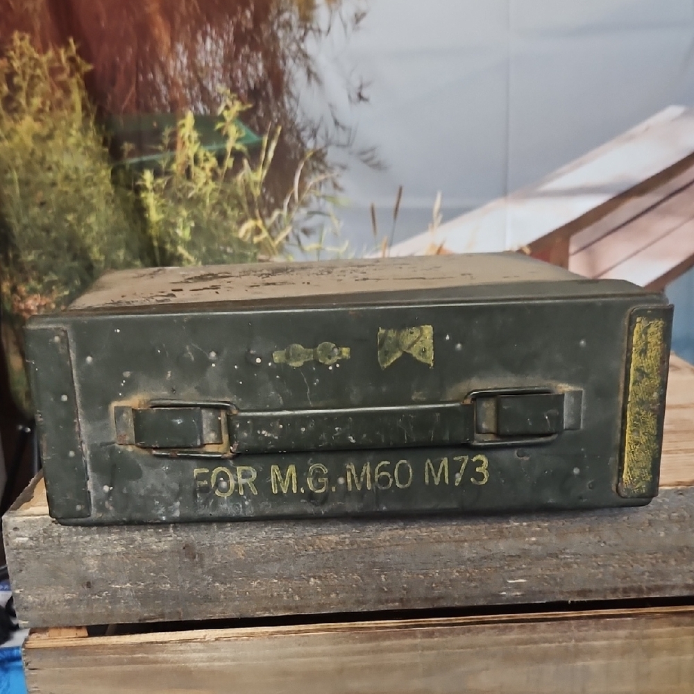 Vintage Metal Ammo Box - Army Green And Gray - Picture 5 of 16
